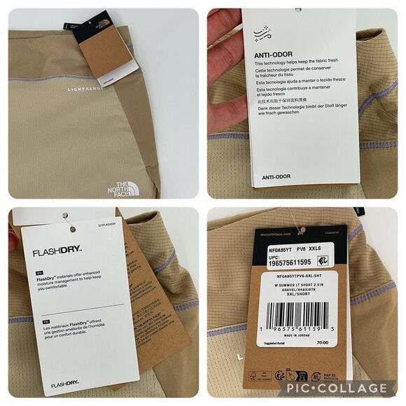 The North Face Summer Light 2.5" Short Gravel Khaki Stone Women XXL NEW NF0A85YT - Picture 5 of 6